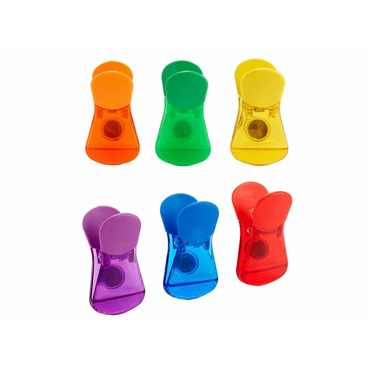 Bag Closing Clips Kinvara Yellow Blue Red Green Purple Multicolour Orange Metal Plastic Magnetic 6 Pieces (12 Units)